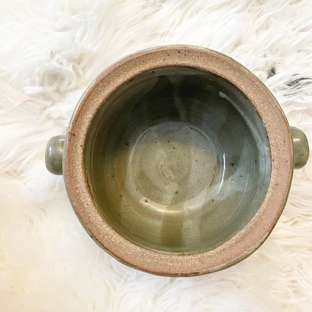 Stoneware Small Green Cooking Crock Bowl Oven Safe - Picture 6 of 6